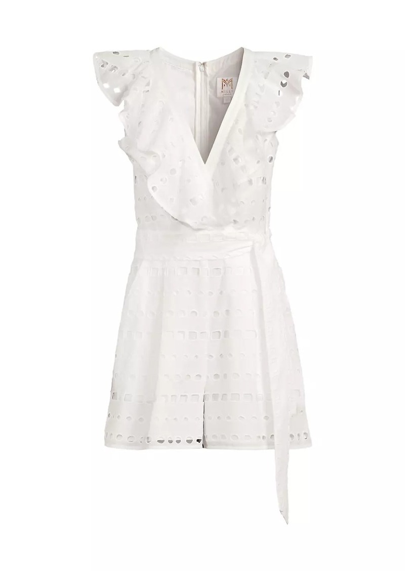 Milly Darcy Geometric Eyelet Cotton Romper