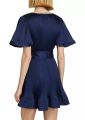 Milly Ellie Satin Pleated Short-Sleeve Minidress