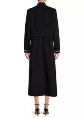 Milly Embellished Trim Long Coat