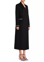 Milly Embellished Trim Long Coat