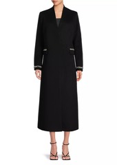 Milly Embellished Trim Long Coat