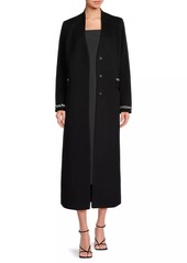 Milly Embellished Trim Long Coat