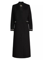 Milly Embellished Trim Long Coat