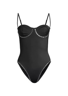 Milly Embellished Underwire One-Piece Swimsuit