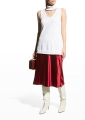 Milly Fion Hammered Satin Bias Skirt