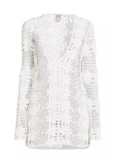 Milly Floral Crochet Cover-Up Minidress