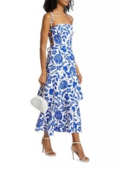 Milly Flowers Of Spain Linen Maxi Dress