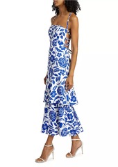 Milly Flowers Of Spain Linen Maxi Dress