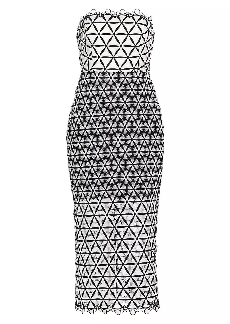 Milly Geometric Star Lace Midi-Dress