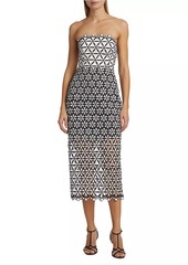 Milly Geometric Star Lace Midi-Dress