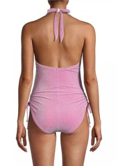 Milly Glittery Halter One-Piece Swimsuit