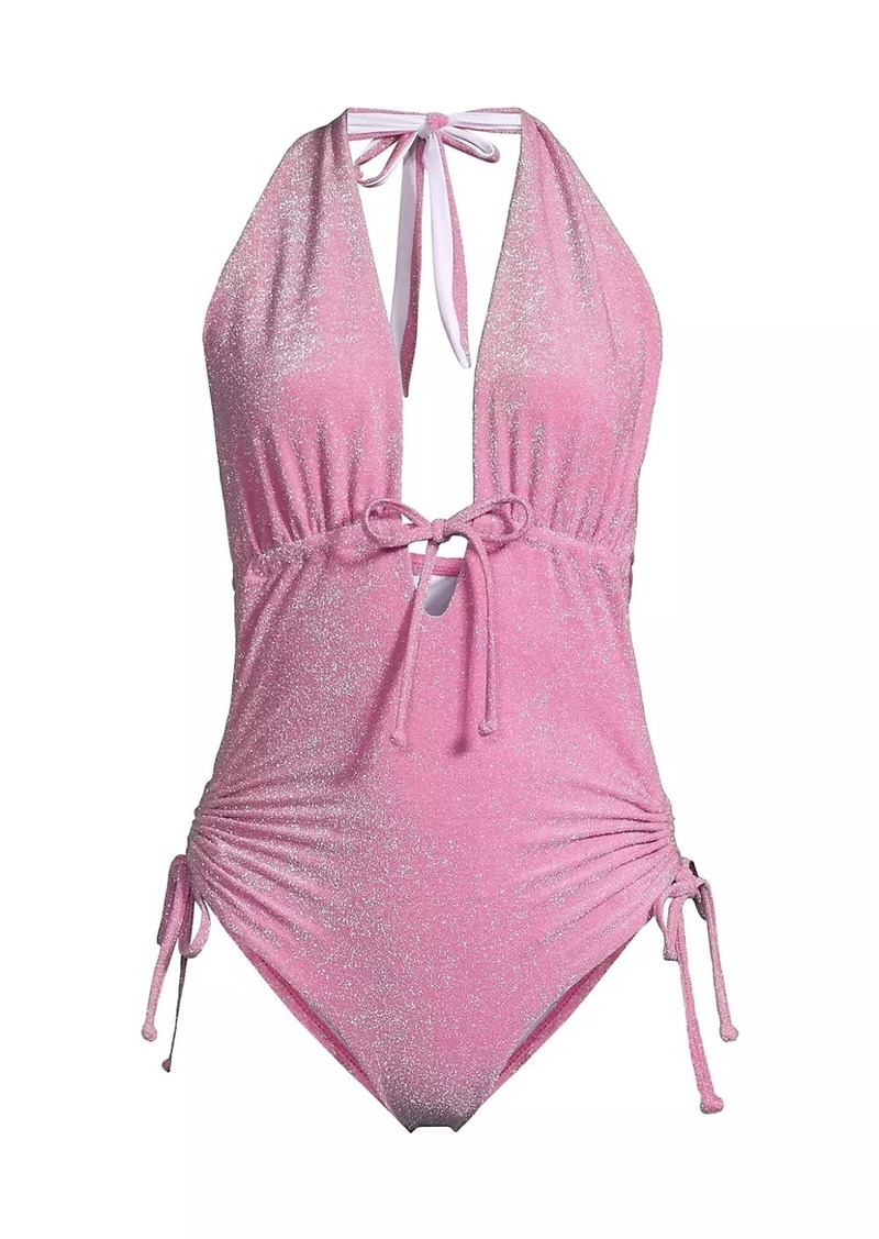 Milly Glittery Halter One-Piece Swimsuit