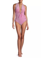Milly Glittery Halter One-Piece Swimsuit