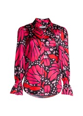 Milly Graphic Butterfly Satin Top