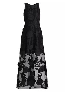 Milly Hannah Embroidered Organza Maxi Dress