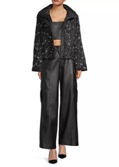 Milly Hayes Beaded Puffer Crop Jacket