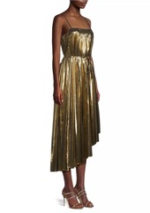 Milly Irene Metallic Asymmetric Midi-Dress