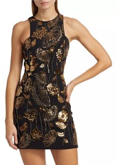 Milly Isabele Floral Field Sequin-Embellished Sleeveless Minidress