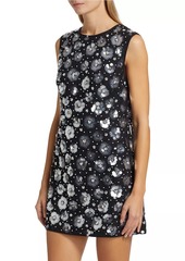 Milly Ivette Floral Sequined Shift Minidress