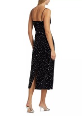 Milly Ivy Embellished Velvet Cami Midi-Dress