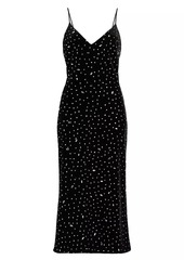 Milly Ivy Embellished Velvet Cami Midi-Dress