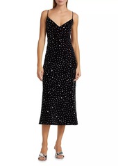 Milly Ivy Embellished Velvet Cami Midi-Dress