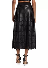 Milly Jolene Eyelet Embroidered Faux Leather Skirt