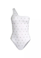 Milly Joni Diamond Heat Crystal-Embellished One-Piece Swimsuit
