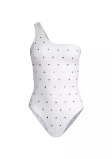 Milly Joni Diamond Heat Crystal-Embellished One-Piece Swimsuit