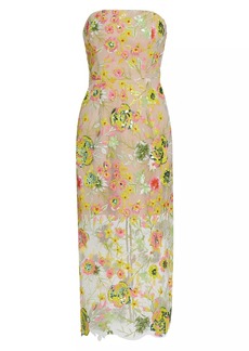 Milly Kait Botanical Petals Sequined Midi-Dress