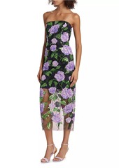 Milly Kait Sequined Floral Midi-Dress