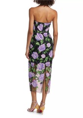 Milly Kait Sequined Floral Midi-Dress