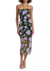 Milly Kait Sequined Floral Midi-Dress