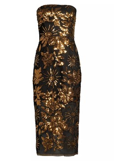 Milly Kait Sequined Strapless Midi-Dress