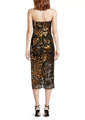 Milly Kait Sequined Strapless Midi-Dress