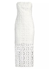 Milly Kait Strapless Tiled Lace Midi-Dress