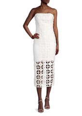 Milly Kait Strapless Tiled Lace Midi-Dress