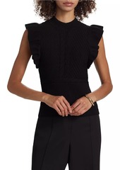 Milly Kamila Cable-Knit Flutter Top