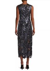 Milly Kinsley Floral Sequins Midi-Dress
