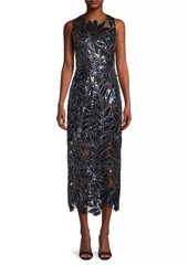 Milly Kinsley Floral Sequins Midi-Dress
