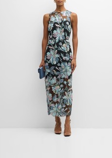 Milly Kinsley Sleeveless Floral Sequin Maxi Dress
