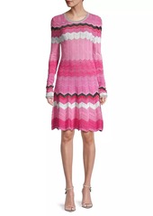 Milly Knit Long-Sleeve Zigzag Dress