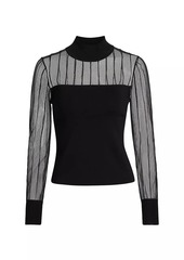 Milly Krissy Sheer Mock Turtleneck Top