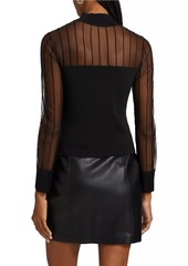 Milly Krissy Sheer Mock Turtleneck Top