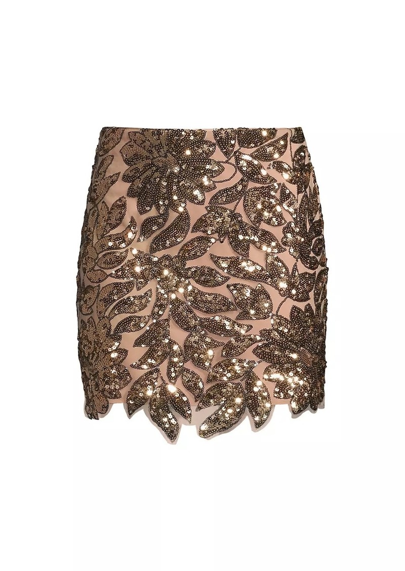 Milly Kristina Sequin Leaf Miniskirt