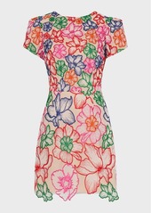 Milly Kyla Floral-Embroidered A-Line Mini Dress