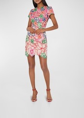 Milly Kyla Floral-Embroidered A-Line Mini Dress