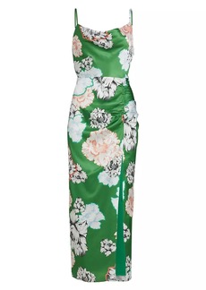 Milly Lilianna Petals In Bloom Satin Midi-Dress