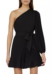 Milly Linden Pleated One-Shoulder Minidress