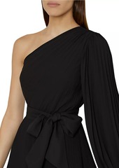 Milly Linden Pleated One-Shoulder Minidress